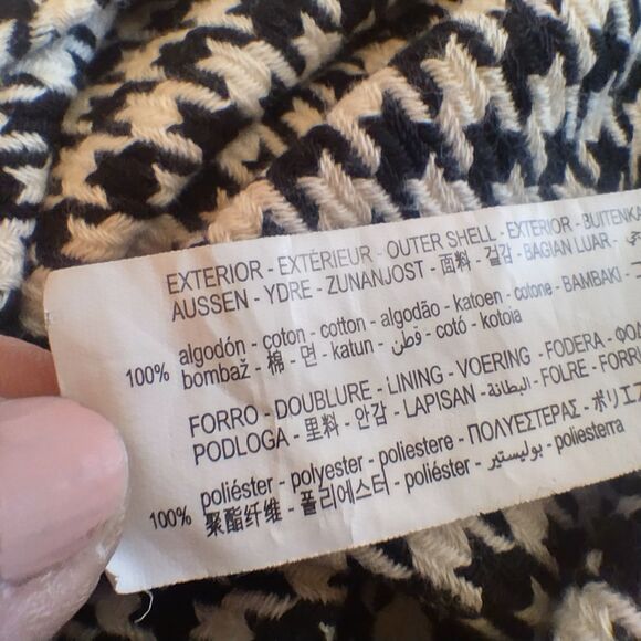 Zara Belted Houndstooth Midi Dress Pouf Sleeves L Academia Preppy Old Money - Picture 6 of 6